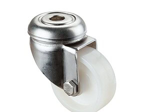 Rustfri bolthuls gaffel med plast hjul