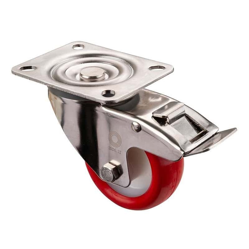 H120.B26.081 Rustfri 80 mm polyuretan hjul med bremse